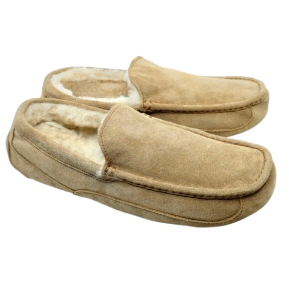 UGG~ASCOT~CHESTNUT SHEEPSKIN SHEARLING SUEDE MEN'S MOCCASIN SLIPPERS SIZE US 12 - Picture 4 of 7